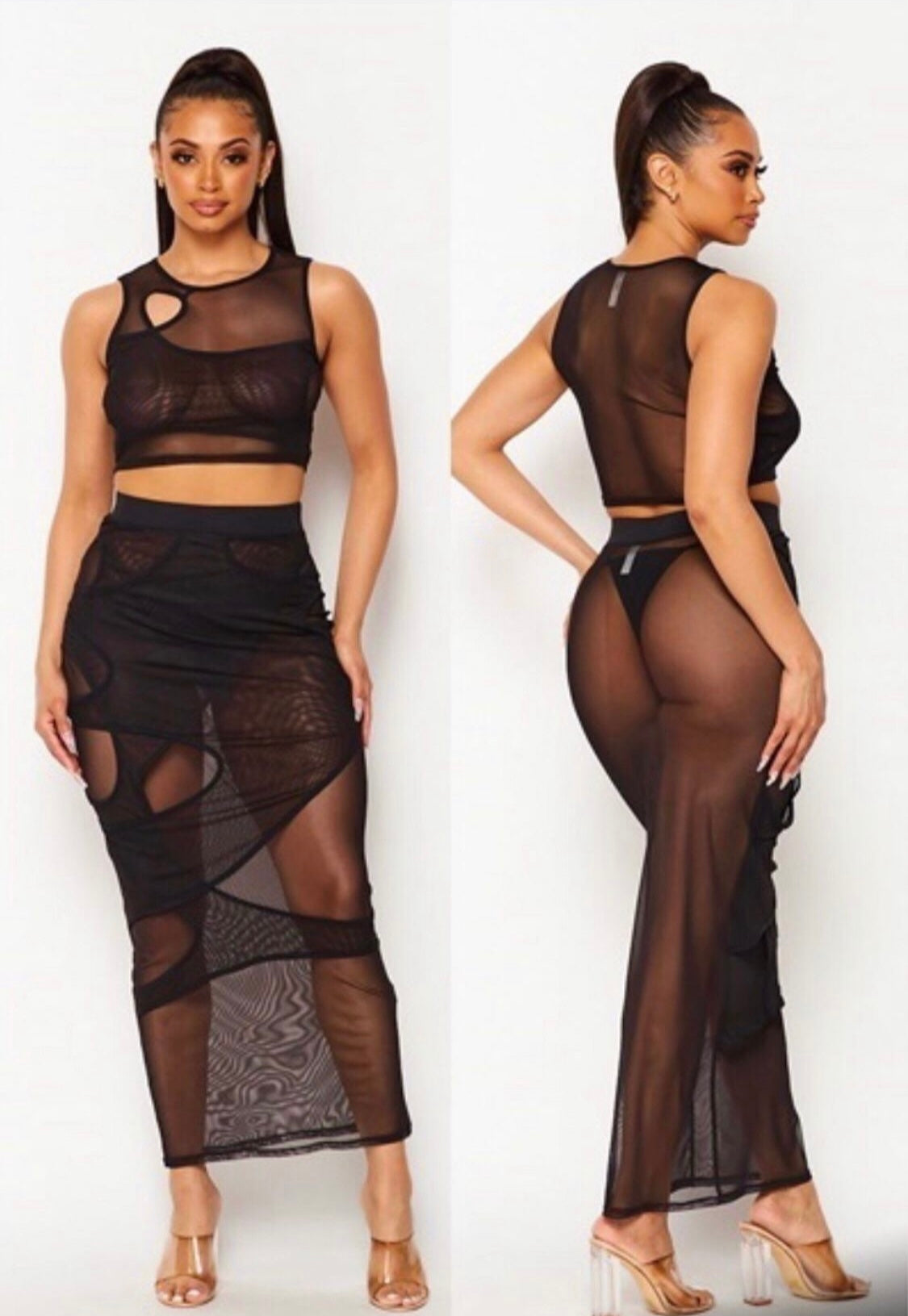 Meshed Black two piece