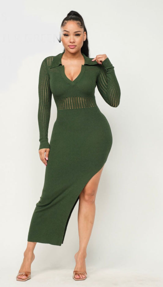 Green Collard Maxi dress